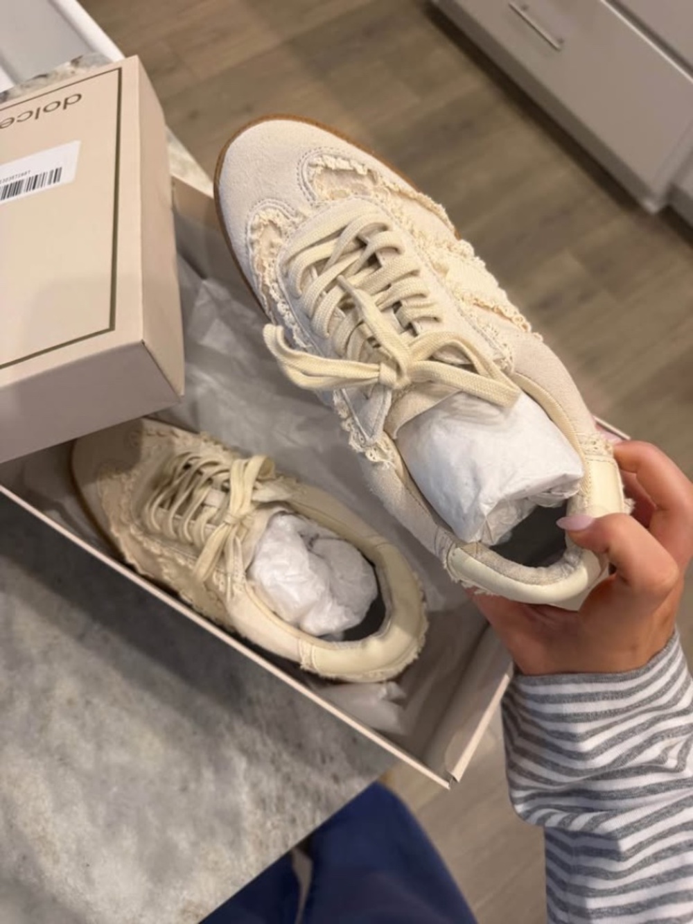 Dolce Vita 6.5 Lace sneakers ivory suede, paid $145